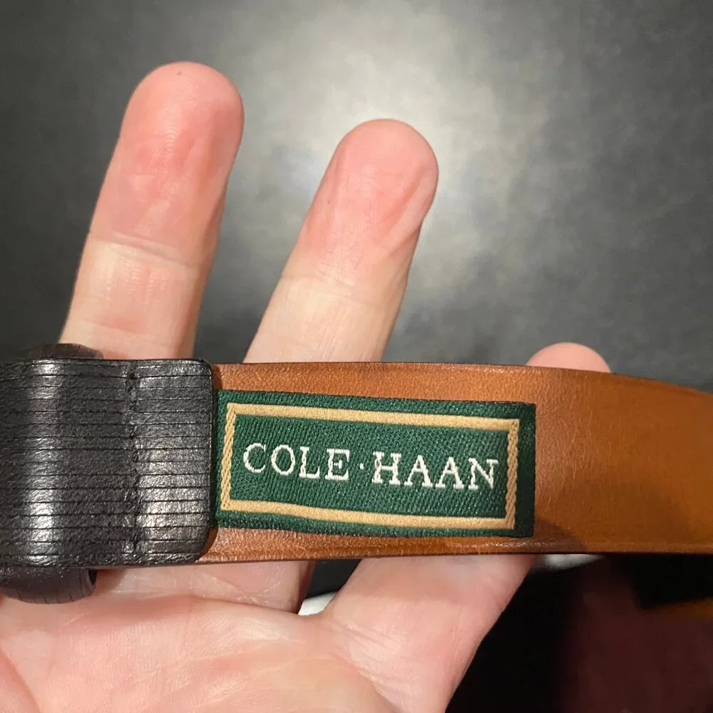 Men Cole Haan Quiet Luxury Minimalist Office Classic Preppy Leather Belt 34